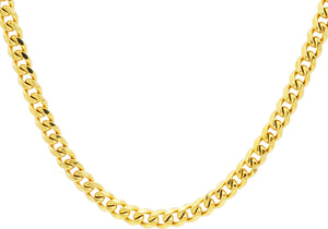 Mens 7mm Gold Plated Stainless Steel Curb 24" Link Chain Necklace - Blackjack Jewelry