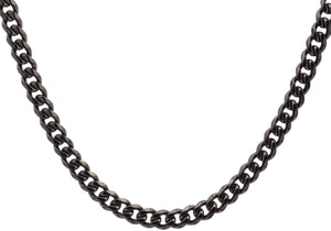 Mens 7mm Gun Metal Stainless Steel Curb Link Chain Necklace