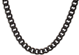 Mens 10mm Gunmetal Stainless Steel Curb Link Chain Necklace