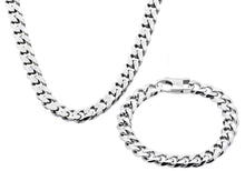 Load image into Gallery viewer, Mens 10mm Stainless Steel curb Link Chain Set - Blackjack Jewelry
