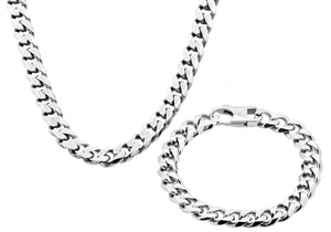Mens 10mm Stainless Steel curb Link Chain Set - Blackjack Jewelry