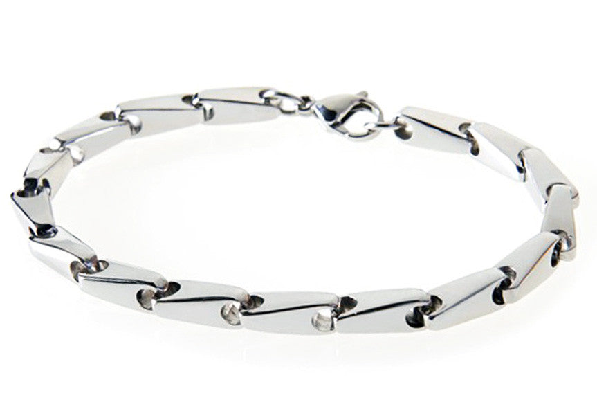 Mens Stainless Steel Bullet Link Chain Bracelet - Blackjack Jewelry
