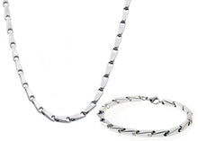 Load image into Gallery viewer, Mens Stainless Steel Bullet Link Chain Set - Blackjack Jewelry
