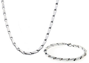 Mens Stainless Steel Bullet Link Chain Set - Blackjack Jewelry