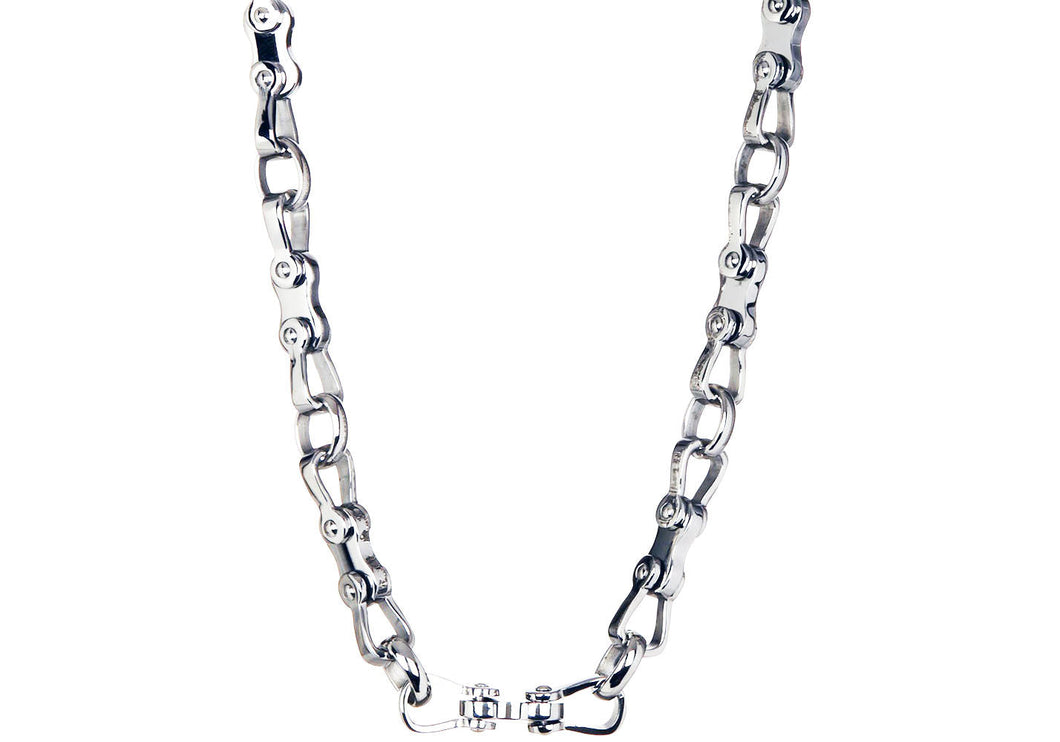 Mens Stainless Steel Bicycle Link Chain Necklace - Blackjack Jewelry