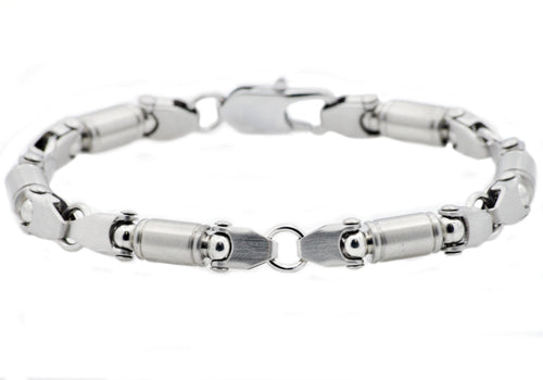 Mens Stainless Steel Barrel Link Chain bracelet - Blackjack Jewelry