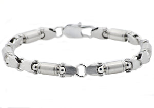 Mens Stainless Steel Barrel Link Chain bracelet - Blackjack Jewelry