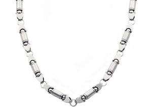 Mens Stainless Steel Barrel Link Chain Necklace - Blackjack Jewelry
