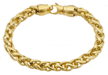 Load image into Gallery viewer, Mens Gold Stainless Steel Wheat Link Chain Bracelet - Blackjack Jewelry
