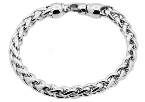 Mens Stainless Steel Wheat Link Chain Bracelet - Blackjack Jewelry