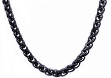 Load image into Gallery viewer, Mens 8mm Black Plated Stainless Steel Wheat Link Chain Necklace - Blackjack Jewelry
