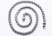Load image into Gallery viewer, Mens 8mm Stainless Steel Wheat Link Chain Necklace - Blackjack Jewelry
