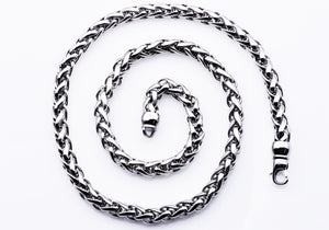 Mens 8mm Stainless Steel Wheat Link Chain Necklace - Blackjack Jewelry