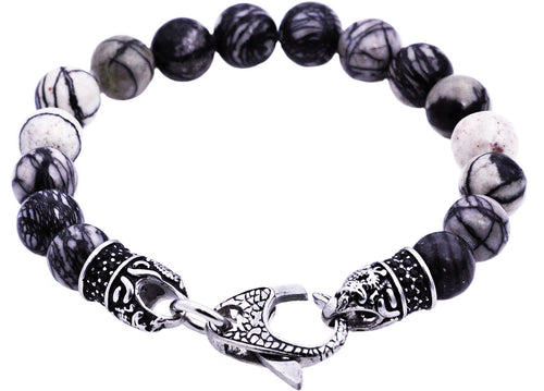 Forziani 10mm Shiny Black Onyx Beaded Bracelet for Men - Truth and Strength  - High Quality Stretch Black Gemstone Beads Mens Bracelet Size Medium 