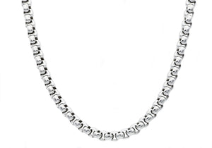 Mens Stainless Steel Round Box Link Chain Necklace - Blackjack Jewelry