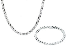 Load image into Gallery viewer, Mens Stainless Steel Round Box Link Chain Set - Blackjack Jewelry
