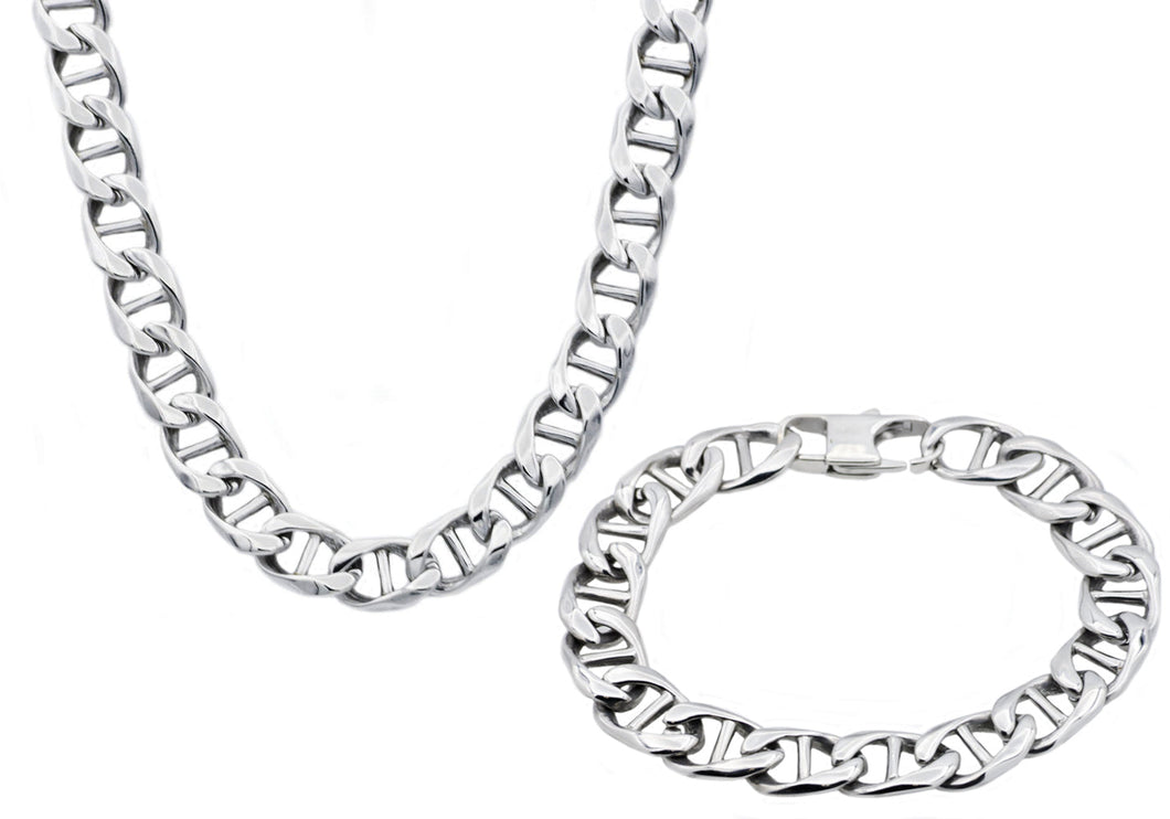 Mens Stainless Steel Mariner Link Chain Set - Blackjack Jewelry