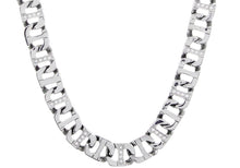 Load image into Gallery viewer, Mens Stainless Steel Anchor Link Chain Necklace With Cubic Zirconia - Blackjack Jewelry
