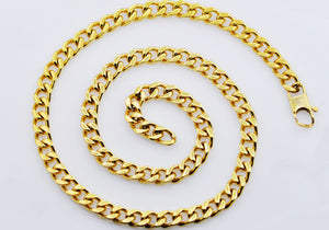 Mens 8mm Gold Stainless Steel Curb Link Chain Necklace - Blackjack Jewelry