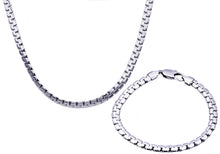 Load image into Gallery viewer, Mens Stainless Steel Flat Box Link Chain Set - Blackjack Jewelry
