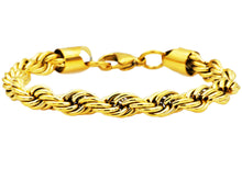 Load image into Gallery viewer, Mens Gold Stainless Steel Rope Chain Bracelet - Blackjack Jewelry
