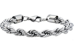 Mens Stainless Steel Rope Chain Bracelet - Blackjack Jewelry