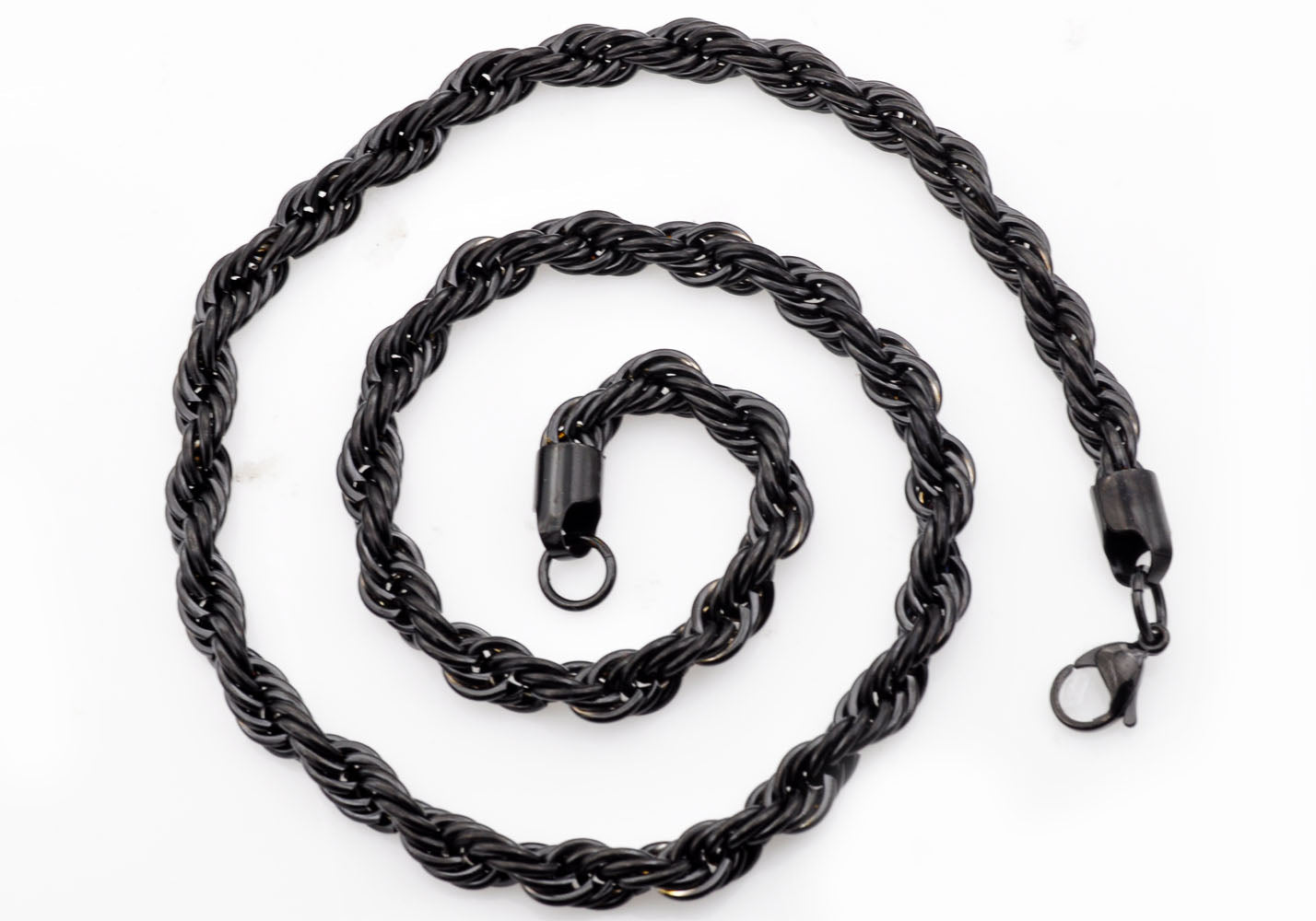 Stainless steel black rope chain necklace for men