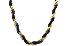 Load image into Gallery viewer, Mens Gold And Black Stainless Steel Rope Chain Necklace - Blackjack Jewelry
