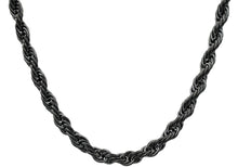 Load image into Gallery viewer, Mens Black Plated Stainless Steel Rope Chain Necklace - Blackjack Jewelry
