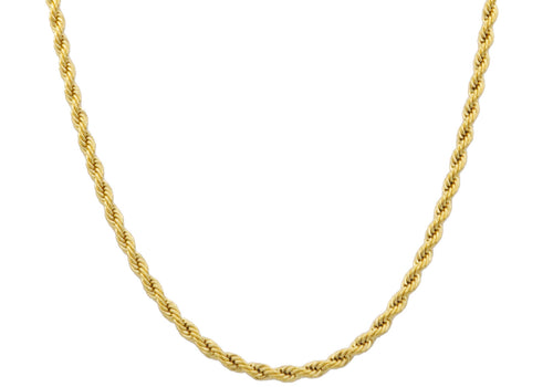 Mens 5MM Gold Stainless Steel Rope Chain Necklace - Blackjack Jewelry