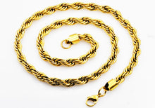 Load image into Gallery viewer, Mens Gold Stainless Steel Rope Chain Necklace - Blackjack Jewelry

