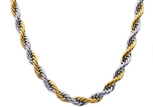 Load image into Gallery viewer, Mens Two tone Gold Stainless Steel Rope Chain Necklace - Blackjack Jewelry
