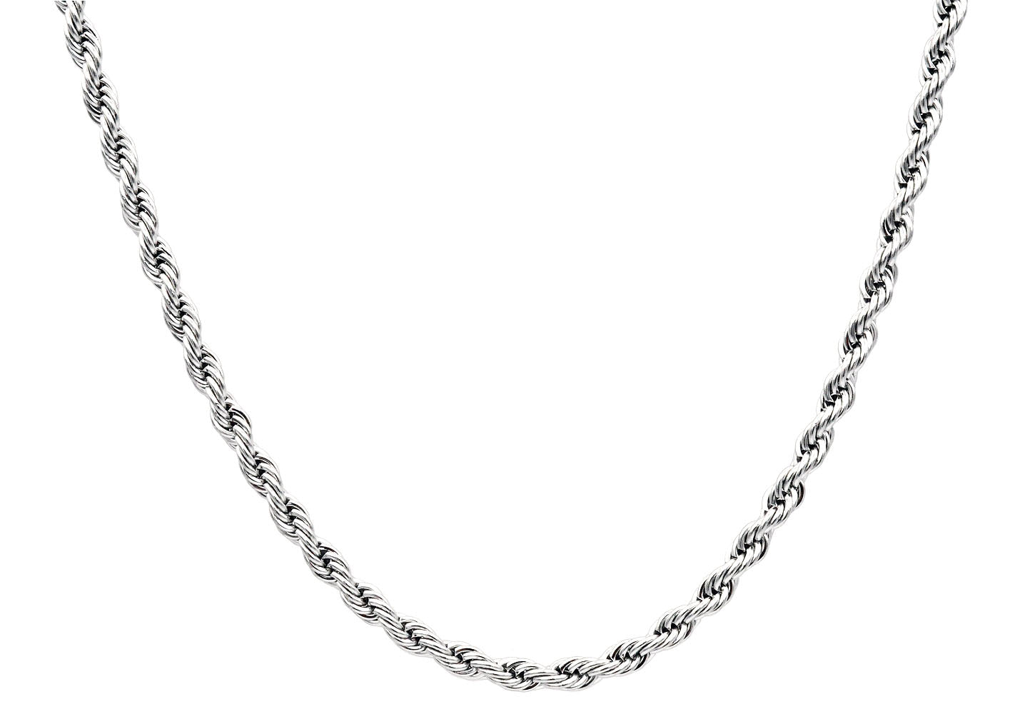 24-Inch Stainless Steel Rope Chain Necklace For Men - 5mm Silver