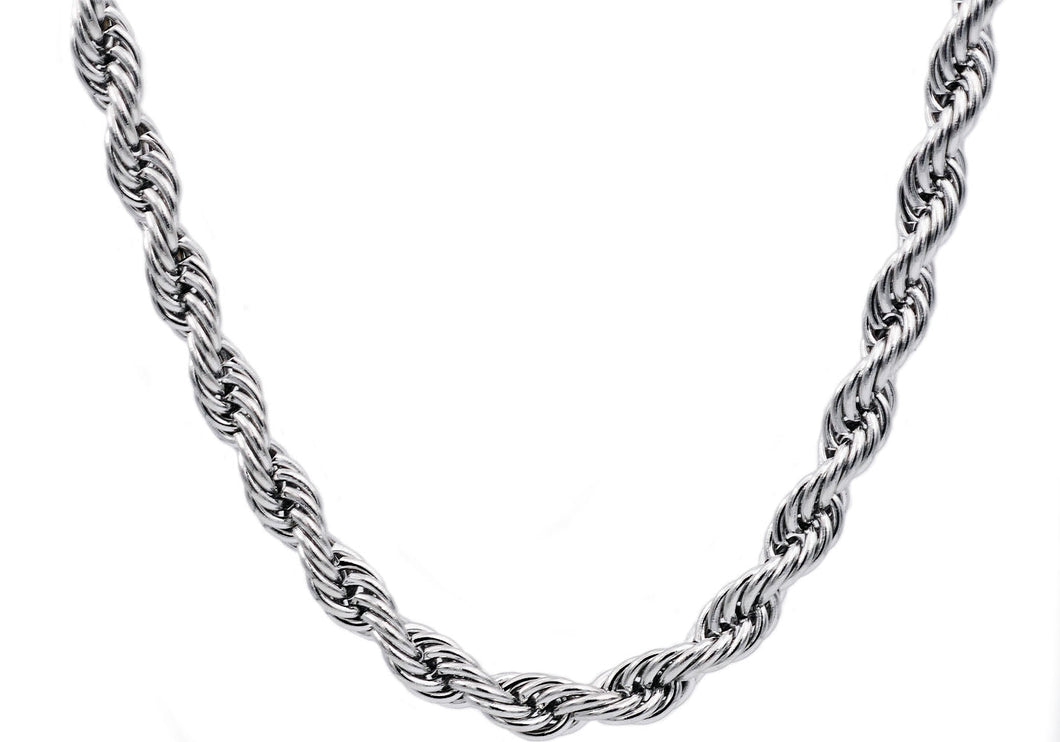 Mens Stainless Steel Rope Chain Necklace - Blackjack Jewelry