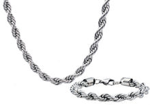 Load image into Gallery viewer, Mens Stainless Steel Rope Link Chain Set - Blackjack Jewelry
