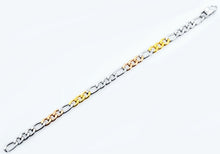 Load image into Gallery viewer, Mens Tricolor Rose and Yellow Gold Stainless Steel Figaro Link Chain Bracelet - Blackjack Jewelry
