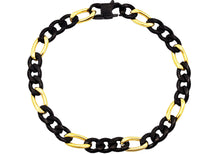 Load image into Gallery viewer, Mens Two-Toned Gold &amp; Black Stainless Steel Figaro Link Chain Bracelet - Blackjack Jewelry
