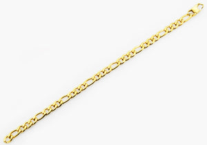 Mens Gold Stainless Steel Figaro Link Chain Bracelet - Blackjack Jewelry