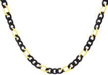 Load image into Gallery viewer, Mens Two-tone Black &amp; Gold Stainless Steel Figaro Link Chain Necklace - Blackjack Jewelry
