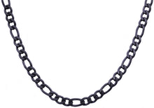 Load image into Gallery viewer, Mens Black Plated Stainless Steel Figaro Link Chain Necklace - Blackjack Jewelry
