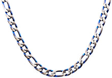 Load image into Gallery viewer, Mens Blue Stainless Steel Figaro Link Chain Necklace - Blackjack Jewelry
