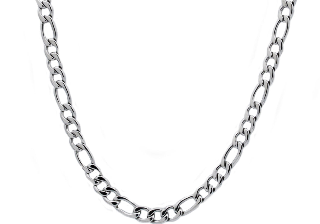 Mens Stainless Steel Figaro Link Chain Necklace - Blackjack Jewelry