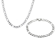 Load image into Gallery viewer, Mens Stainless Steel Figaro Link Chain Set - Blackjack Jewelry
