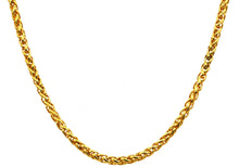 Load image into Gallery viewer, Mens 4mm Gold Stainless Steel Wheat Link Chain Necklace - Blackjack Jewelry
