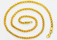 Load image into Gallery viewer, Mens 4mm Gold Stainless Steel Wheat Link Chain Necklace - Blackjack Jewelry
