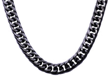 Load image into Gallery viewer, Mens Black Plated Stainless Steel Double Cuban Link Chain Necklace - Blackjack Jewelry
