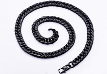 Load image into Gallery viewer, Mens Black Plated Stainless Steel Double Cuban Link Chain Necklace - Blackjack Jewelry
