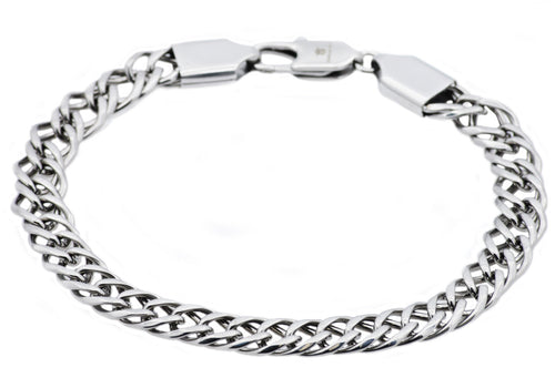 Mens Stainless Steel Double Link Chain Bracelet - Blackjack Jewelry