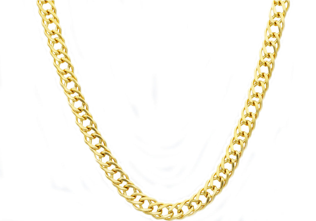 Mens Gold Stainless Steel Double Link Chain Necklace - Blackjack Jewelry