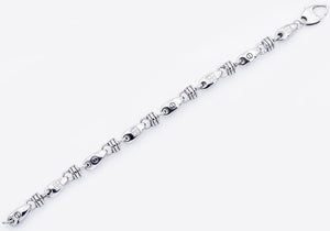 Mens Stainless Steel Chain Link Bracelet With Cubic Zirconia - Blackjack Jewelry